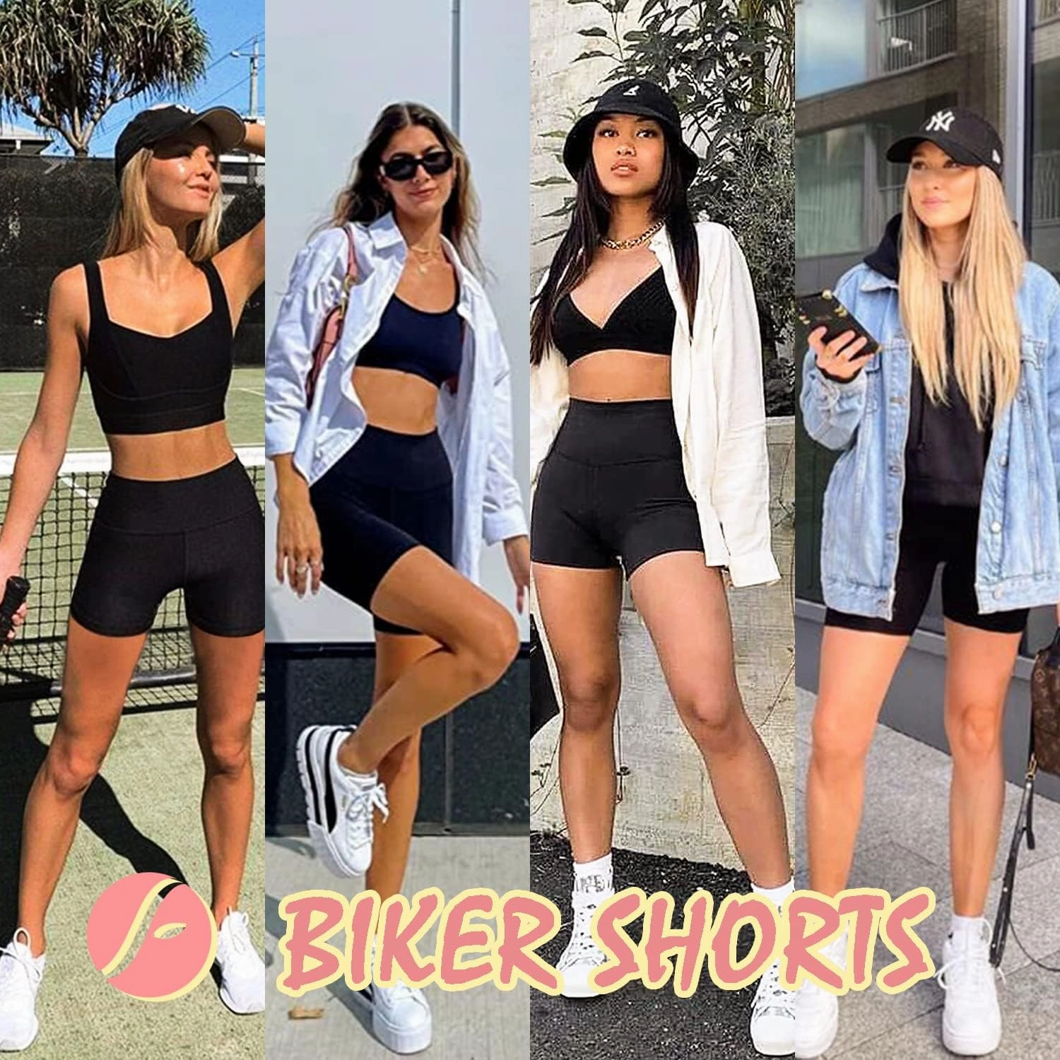 FULLSOFT 4 Pack Biker Shorts for Women with Pockets – 5" High Waisted Tummy Control Workout Yoga Running Gym Tennis Shorts