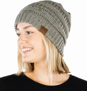 Funky Junque Premium Women's Cable Knit Winter Beanie Hat - Thick Warm Cozy - Classic Colors, Spring Pastels, Faded Blends
