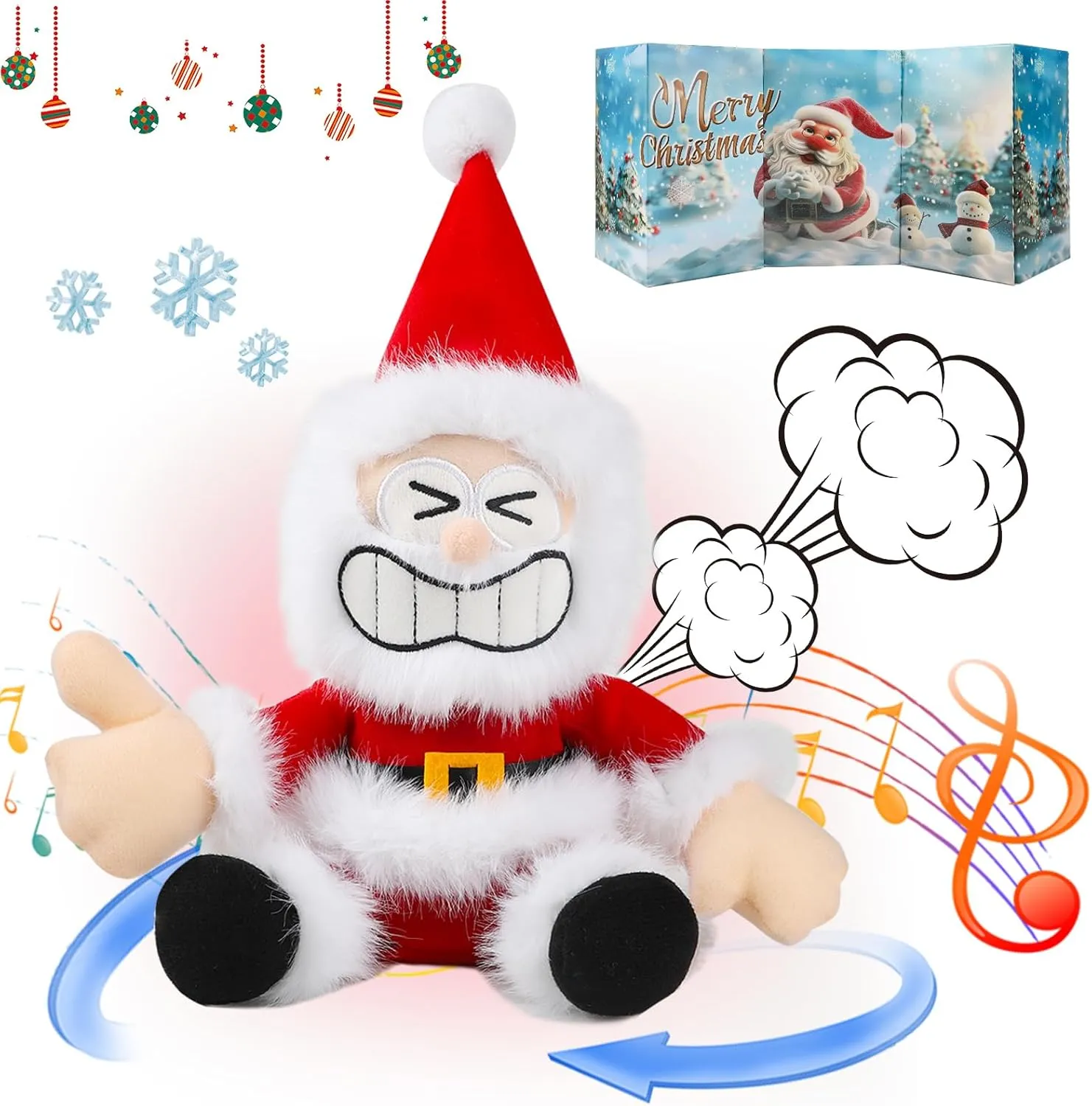 Funny Jokes White Elephant Gifts Christmas Toys Gifts Talking Vibrating Spinning Santa Claus Plays JINGLE BELLS With hilarious Sounds Christmas Plush Interactive Toy With Box Xmas Gift For Kids,11"