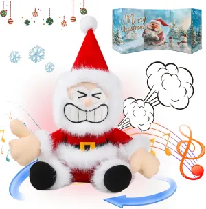 Funny Jokes White Elephant Gifts Christmas Toys Gifts Talking Vibrating Spinning Santa Claus Plays JINGLE BELLS With hilarious Sounds Christmas Plush Interactive Toy With Box Xmas Gift For Kids,11"