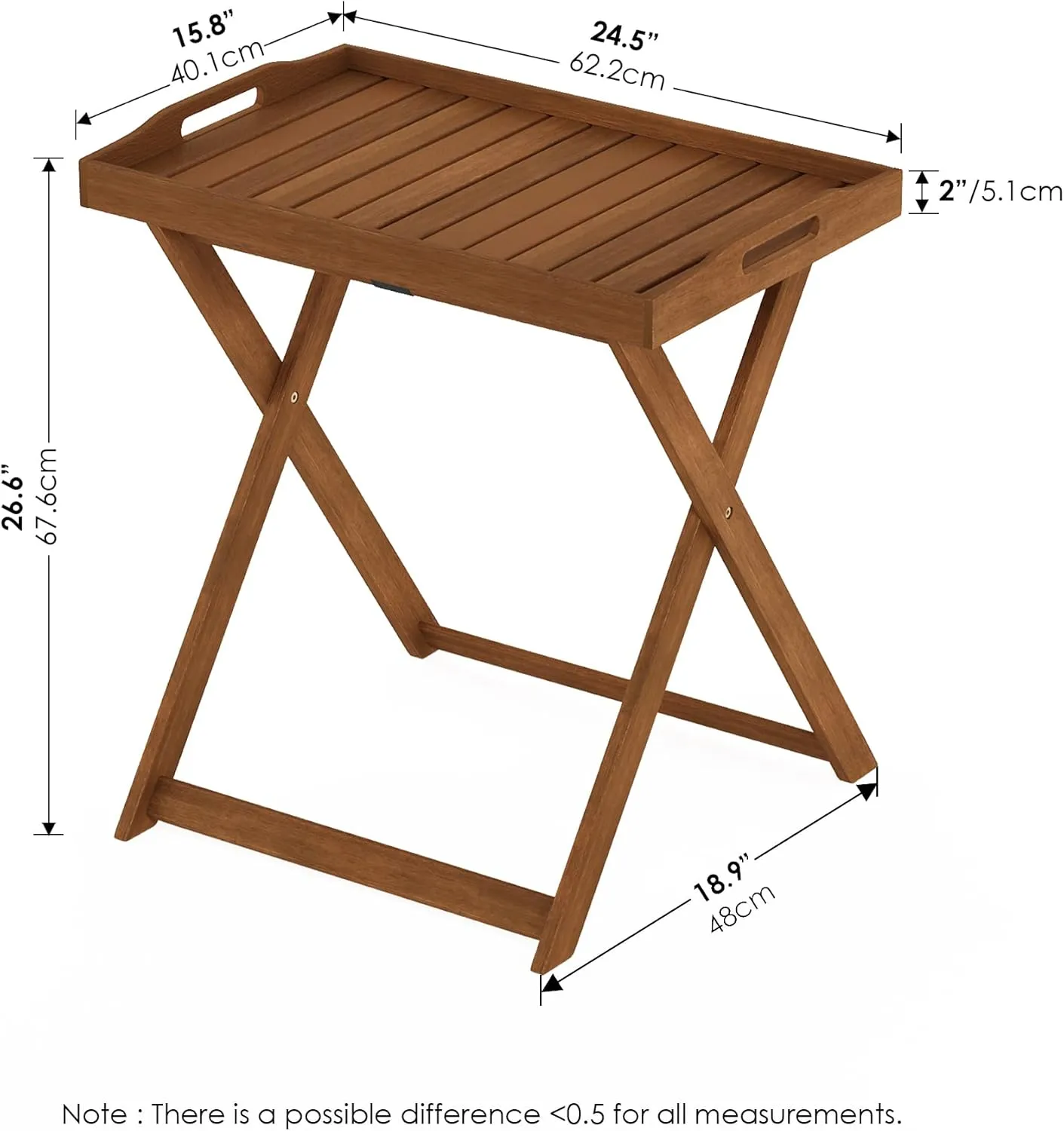 Furinno FG19557 Tioman Outdoor Hardwood Tray Table Large, Natural