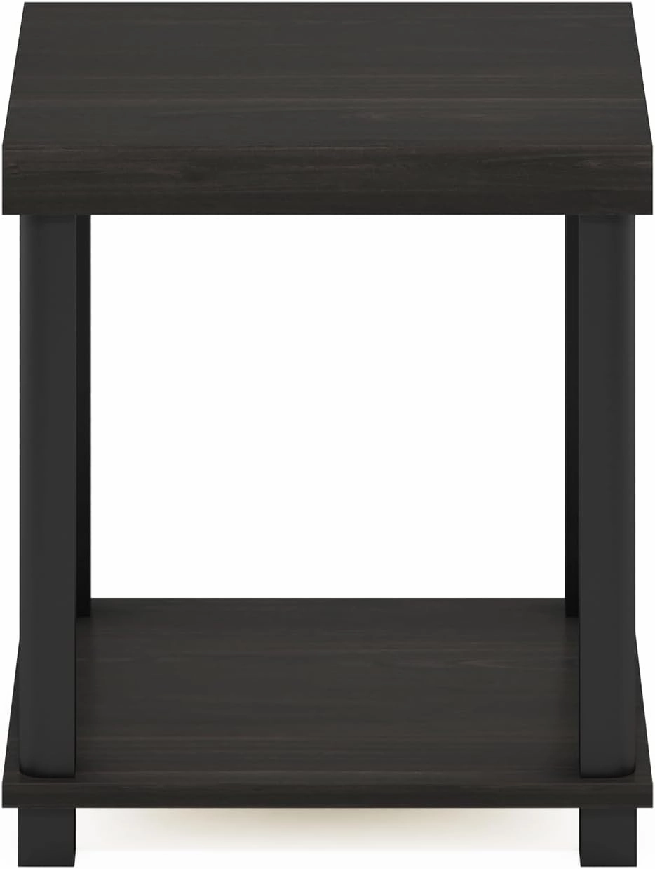 Furinno Turn-N-Tube Classic 2-Tier End Table, Side Table, Espresso/Black