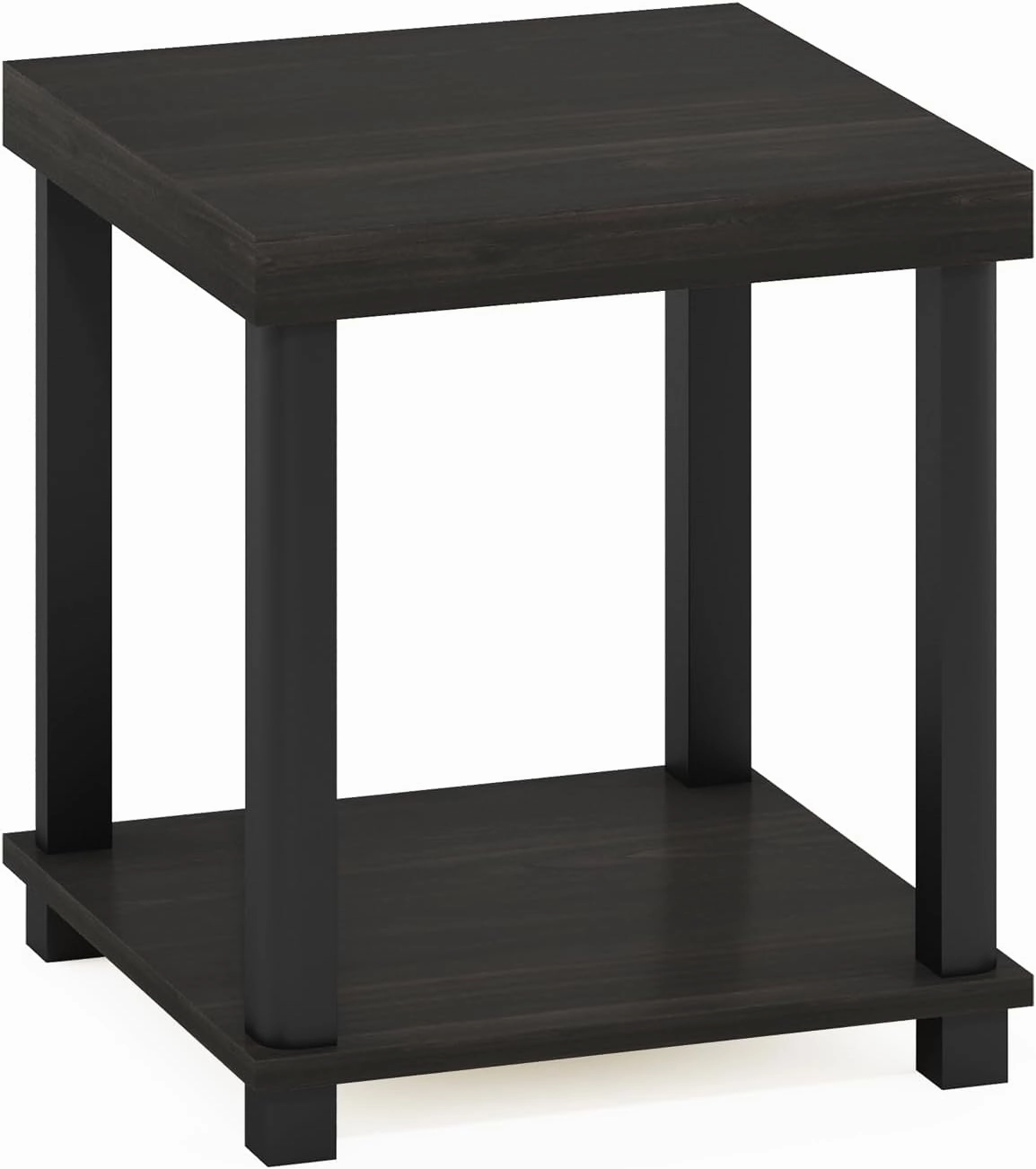 Furinno Turn-N-Tube Classic 2-Tier End Table, Side Table, Espresso/Black