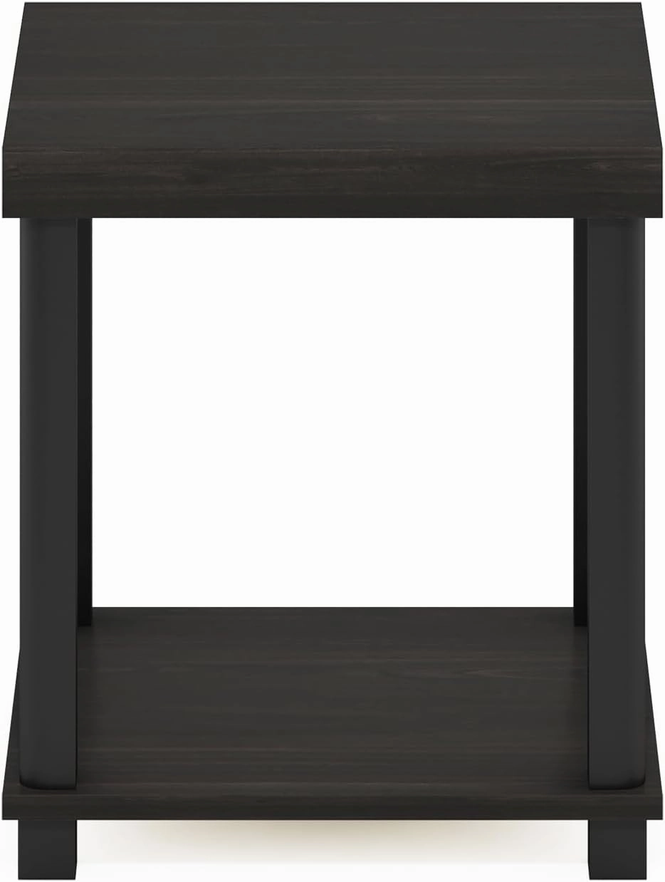 Furinno Turn-N-Tube Classic 2-Tier End Table, Side Table, Espresso/Black