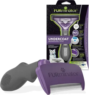 FURminator Undercoat deShedding Tool for Medium/Large Short Hair Cats Over 4.5 kg, Violet