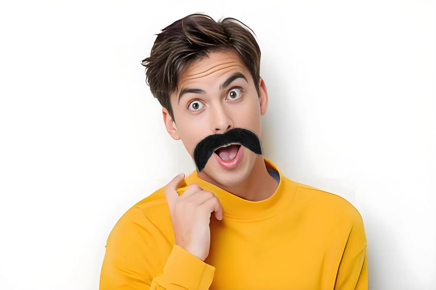 FVCENT Black Fake Mustache for Men Self Adhesive Novelty Facial Hair Cosplay Halloween Party Costume Accessories (Black)