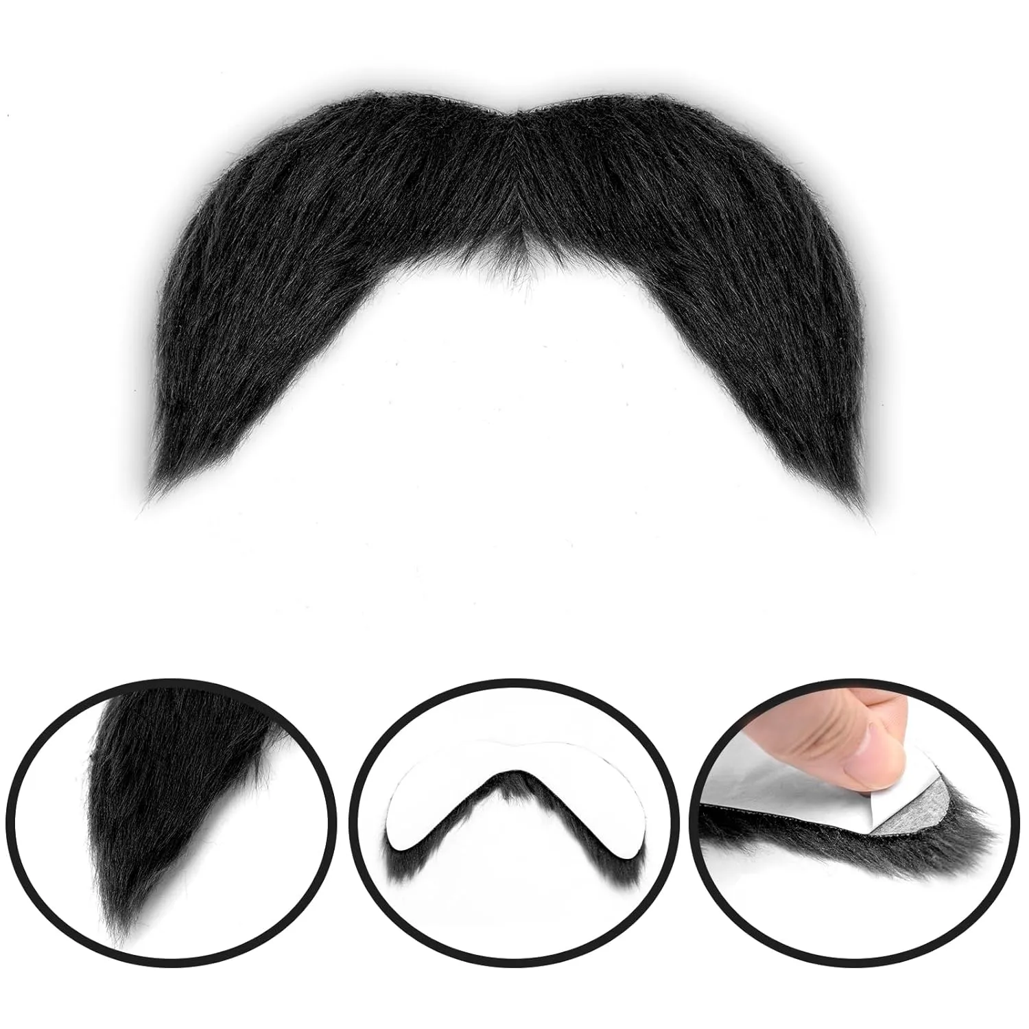 FVCENT Black Fake Mustache for Men Self Adhesive Novelty Facial Hair Cosplay Halloween Party Costume Accessories (Black)