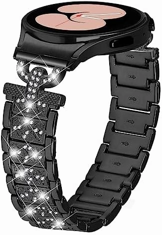 Galaxy Watch 6 40 mm 44mm Women Strap, Stainless Steel Watchband Bling Rhinestone Replacement Bracelet Adjustable Bands for Samsung Galaxy Watch 6 Classic Band 43mm 47mm