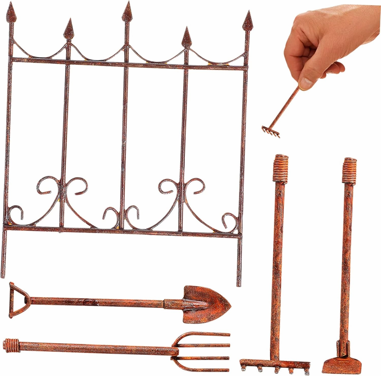 GALPADA 5sets Fairy Garden Kit Miniature Garden Tools Set Rake Shovel Spade Dollhouse Decor 5pcs*5