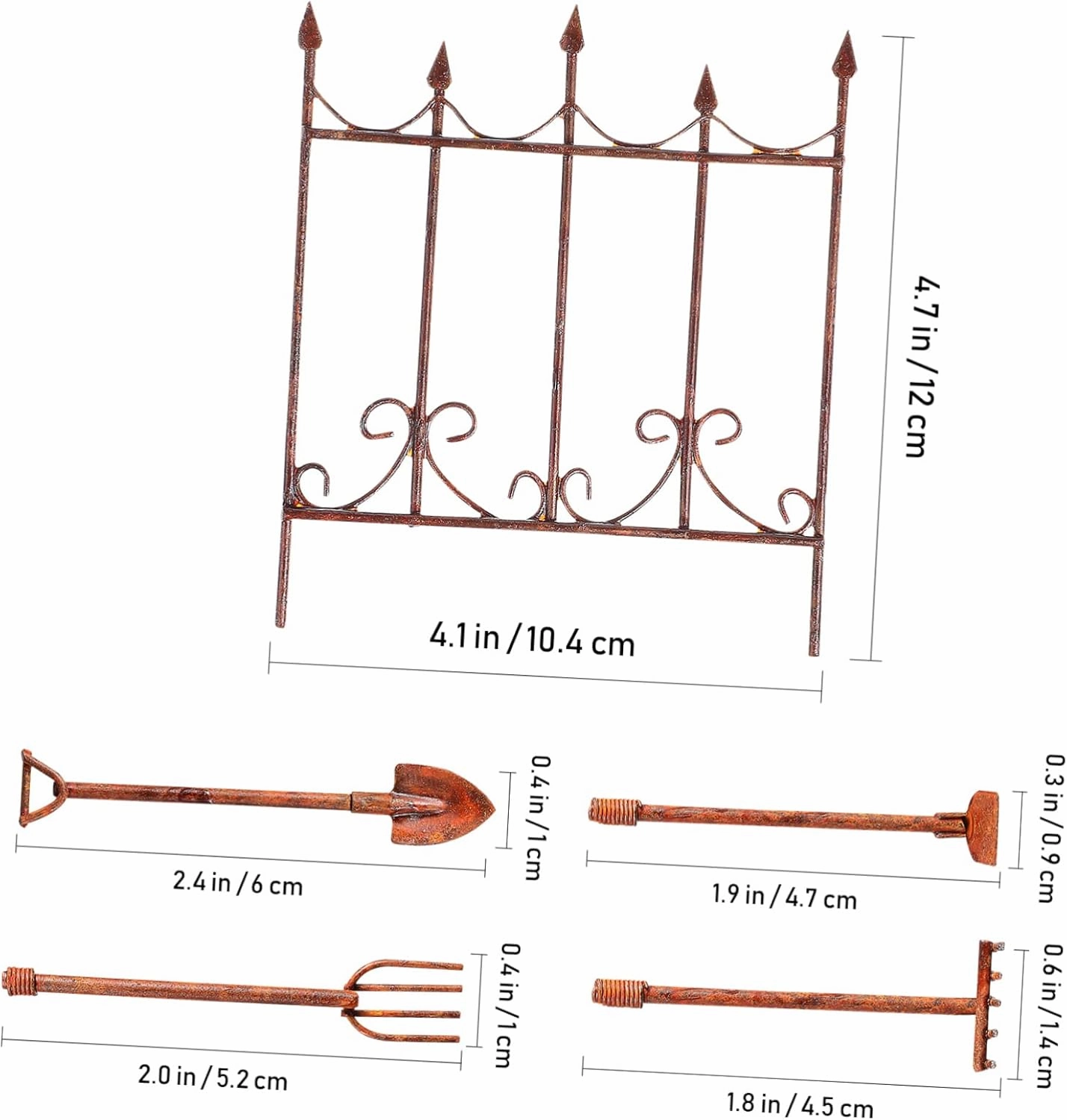 GALPADA 5sets Fairy Garden Kit Miniature Garden Tools Set Rake Shovel Spade Dollhouse Decor 5pcs*5