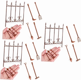 GALPADA 5sets Fairy Garden Kit Miniature Garden Tools Set Rake Shovel Spade Dollhouse Decor 5pcs*5