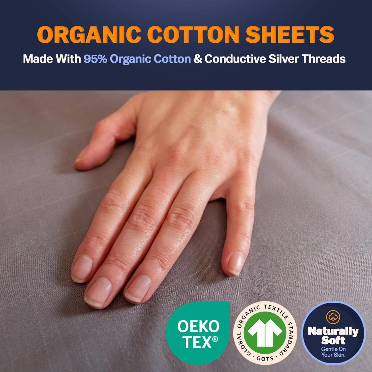 GAYA Grounding Sheets King, Extra Soft 95% Organic Cotton for Sleep Improvement & Muscle Relaxation, Grounded Sheets, Earthing Grounding Bed Sheets, Grounding Mattress Pad Bedding with Pen Tester