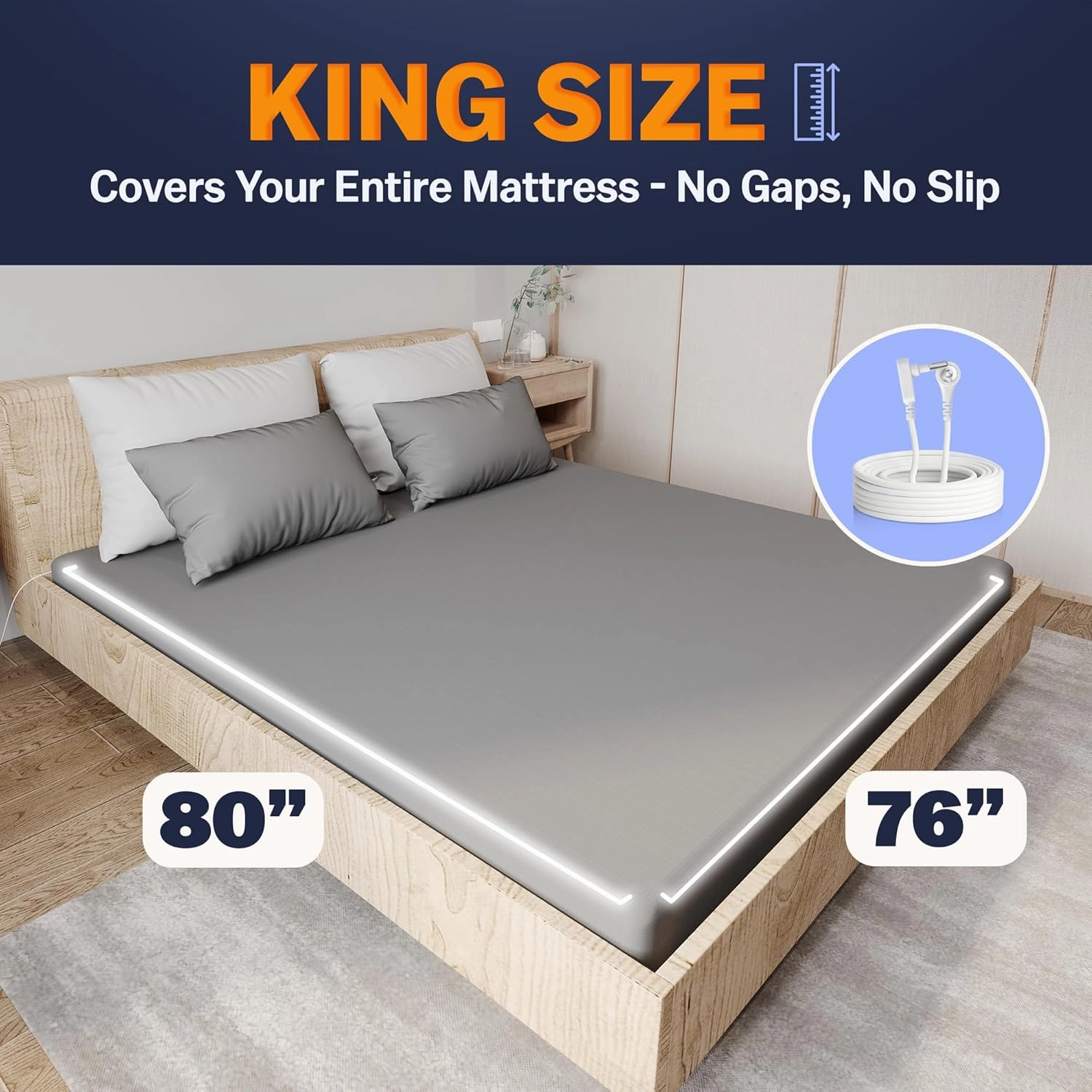 GAYA Grounding Sheets King, Extra Soft 95% Organic Cotton for Sleep Improvement & Muscle Relaxation, Grounded Sheets, Earthing Grounding Bed Sheets, Grounding Mattress Pad Bedding with Pen Tester
