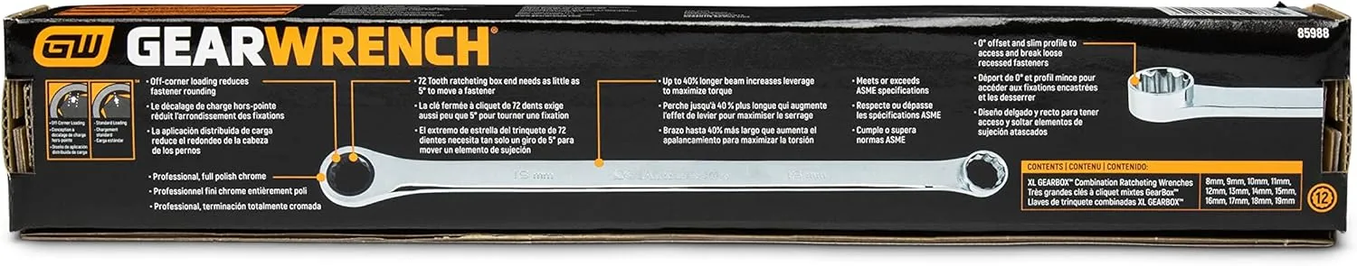 GEAWRENCH 12 Pc. Gearbox XL Ratcheting Wrench Set, Metric - 85988