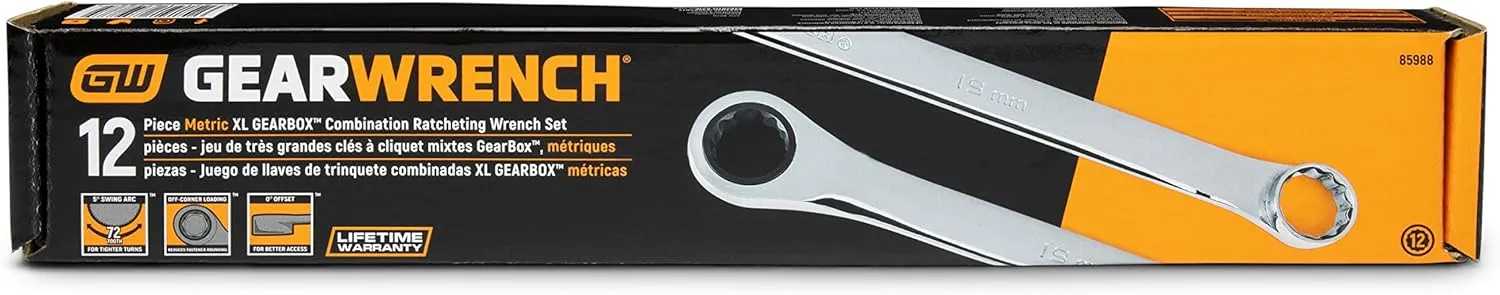 GEAWRENCH 12 Pc. Gearbox XL Ratcheting Wrench Set, Metric - 85988