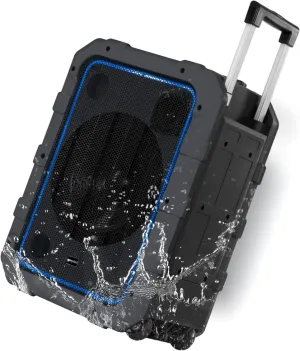 Gemini Sound MPA-2400 Waterproof Bluetooth Speaker, 240W, 10” Woofer, DSP Presets, LED Light Show, Mic/Guitar Inputs, Trolley Wheels, Built-in Battery – Perfect for Outdoor Events (Gray)