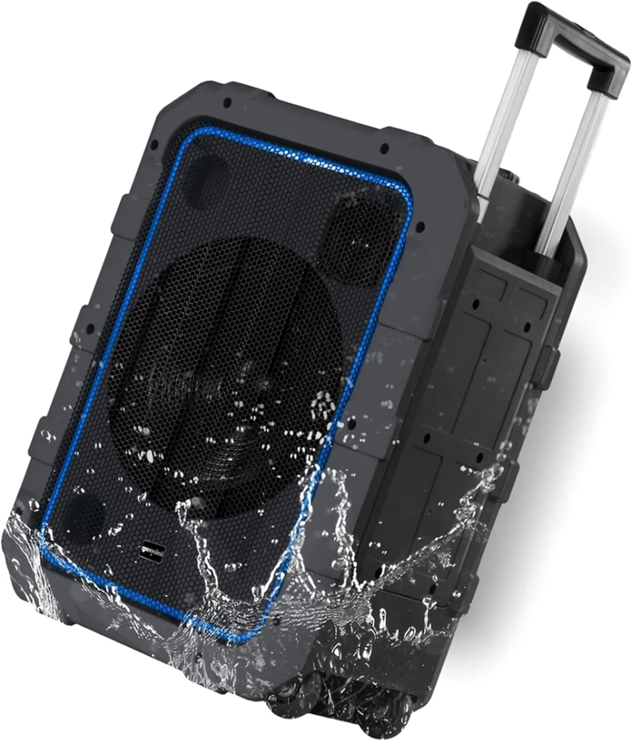 Gemini Sound MPA-2400 Waterproof Bluetooth Speaker, 240W, 10” Woofer, DSP Presets, LED Light Show, Mic/Guitar Inputs, Trolley Wheels, Built-in Battery – Perfect for Outdoor Events (Gray)