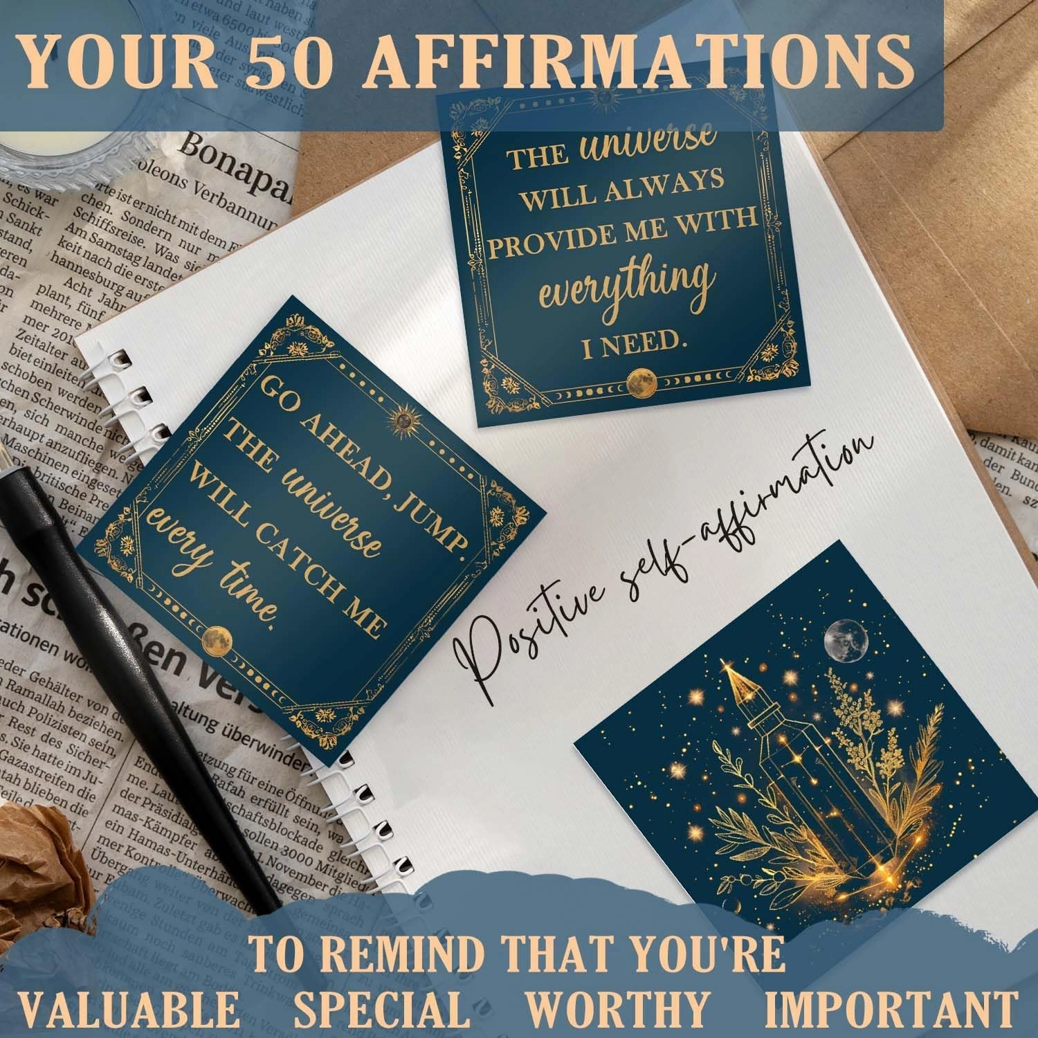 Gemini Birthday Crystals Gifts - w/50 Daily Affirmations Cards and 6 Healing Crystals Natural Stones, Positive Affirmations with Inspirational Quotes, Spiritual Gifts for Women