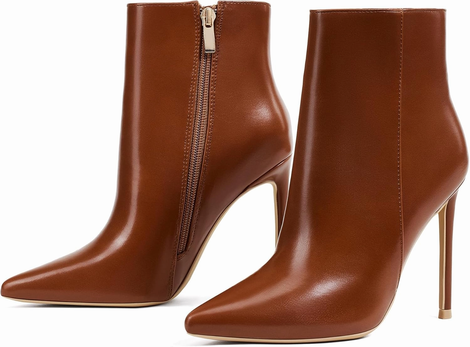 GENSHUO Ankle Boots For Women Pointed Toe 4 Inch High Heel Zipper Stiletto Heels Fall Booties