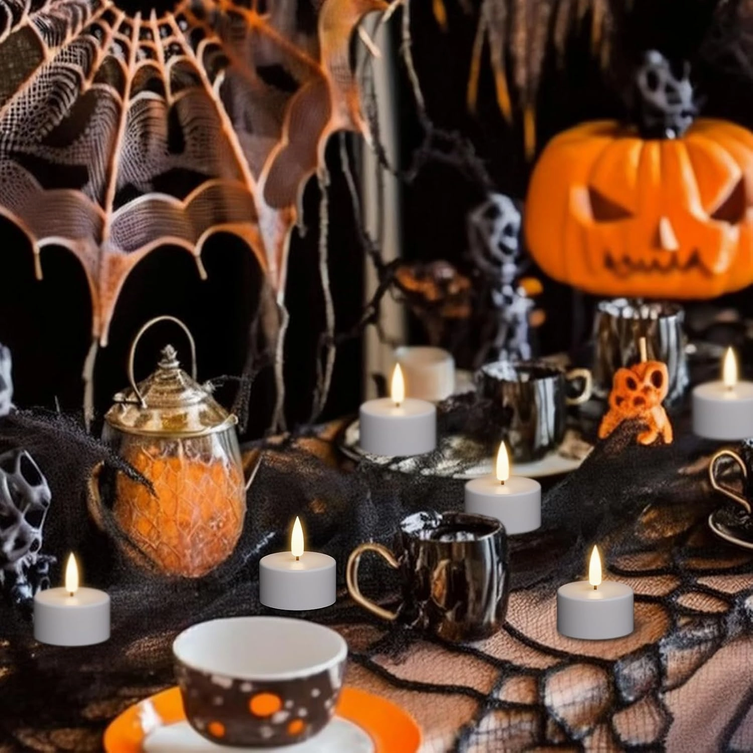 GenSwin 12 Rechargeable Tea Lights Candles with Charging Base and Remote Timer, Flameless LED Tealight Candles Battery Operated Halloween Fall Wedding Table Centerpieces (1.57” x 1.85”)