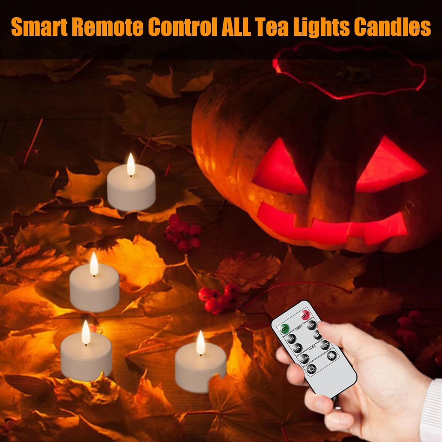 GenSwin 12 Rechargeable Tea Lights Candles with Charging Base and Remote Timer, Flameless LED Tealight Candles Battery Operated Halloween Fall Wedding Table Centerpieces (1.57” x 1.85”)