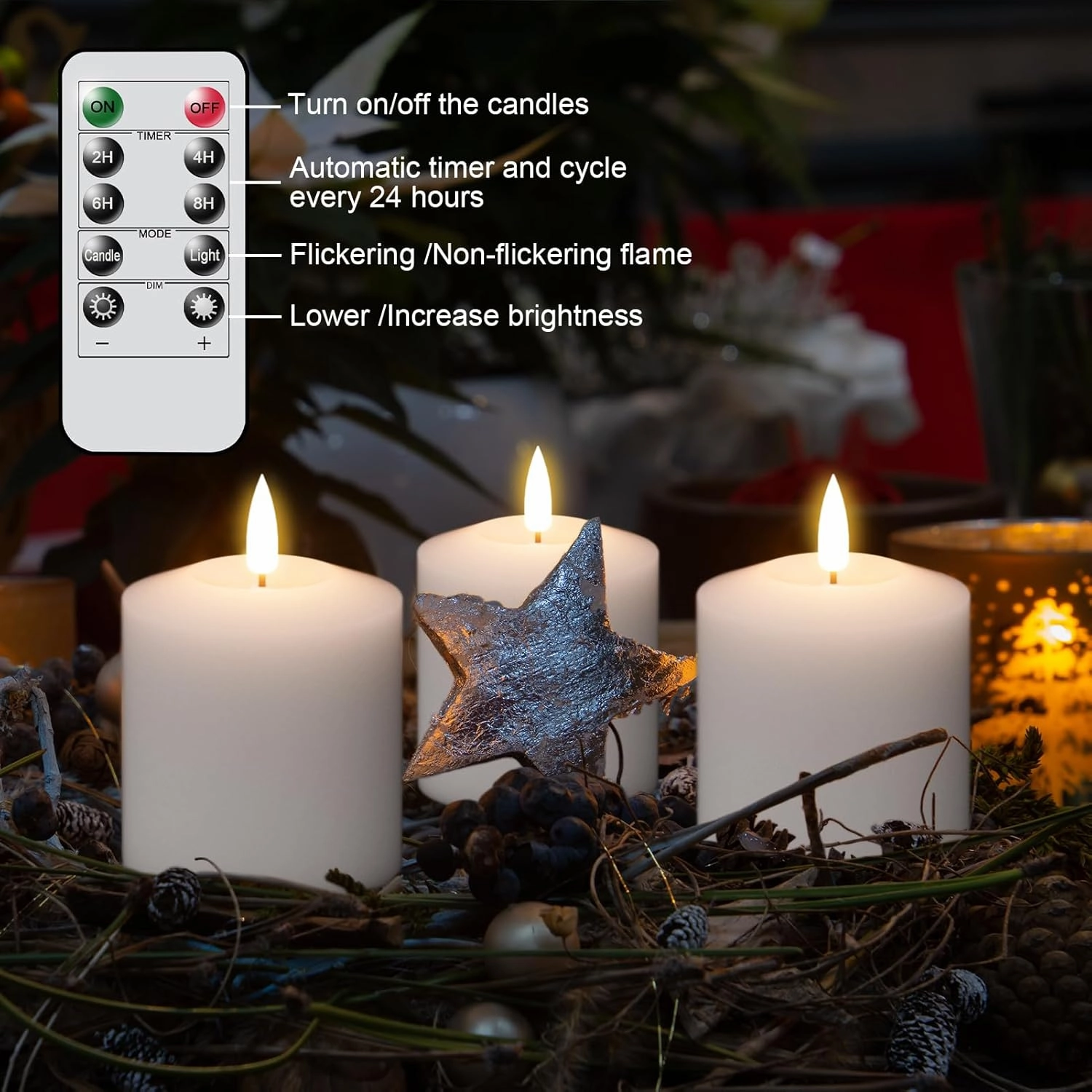 GenSwin Rechargeable Tea Lights Battery Operated, Rechargeable Candles with Remote Timer, LED Tea Lights with Charging Cable, 6 Pack Real Wax LED Votive Candles for Home Decor (White, 2 x 3.2 Inch)