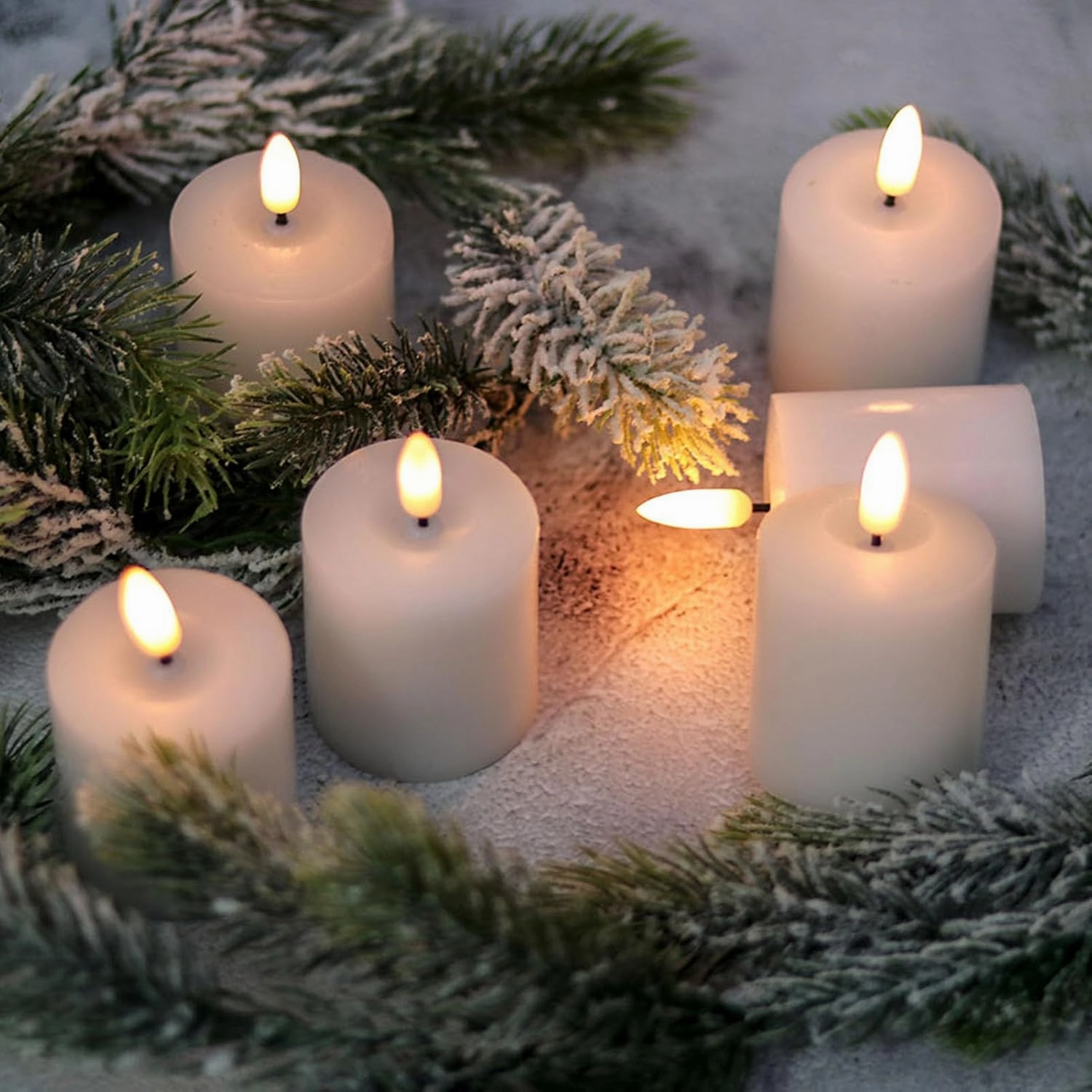 GenSwin Rechargeable Tea Lights Battery Operated, Rechargeable Candles with Remote Timer, LED Tea Lights with Charging Cable, 6 Pack Real Wax LED Votive Candles for Home Decor (White, 2 x 3.2 Inch)