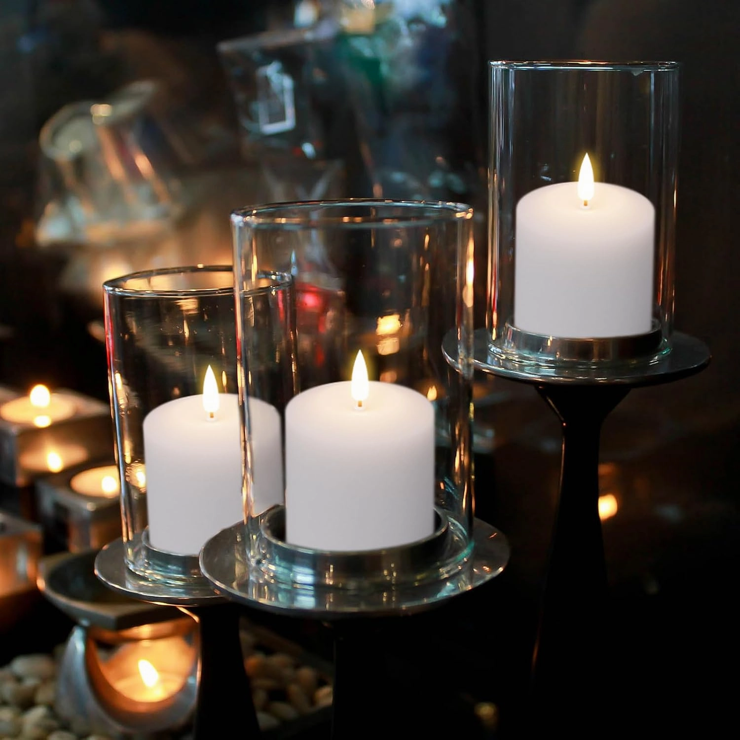 GenSwin Rechargeable Tea Lights Battery Operated, Rechargeable Candles with Remote Timer, LED Tea Lights with Charging Cable, 6 Pack Real Wax LED Votive Candles for Home Decor (White, 2 x 3.2 Inch)
