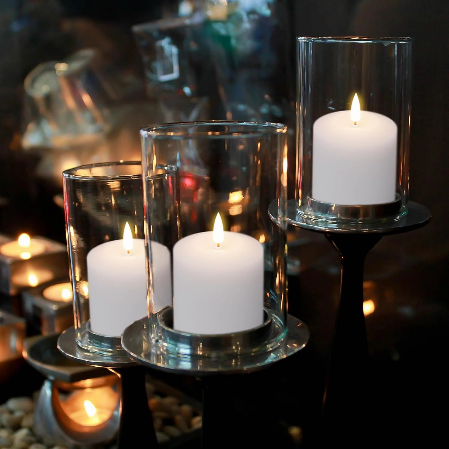 GenSwin Rechargeable Tea Lights Battery Operated, Rechargeable Candles with Remote Timer, LED Tea Lights with Charging Cable, 6 Pack Real Wax LED Votive Candles for Home Decor (White, 2 x 3.2 Inch)