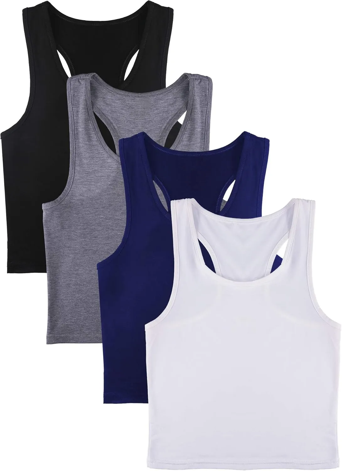 Geyoga 4 Pieces Basic Workout Crop Tank Tops Sleeveless Racerback Sport Tank Top for Women Yoga Running