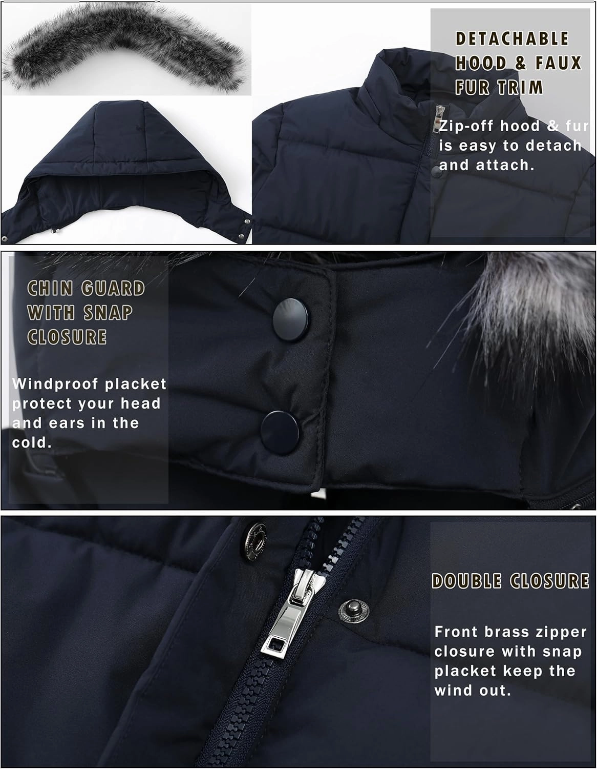 GGleaf Women's Winter Thicken Puffer Coat Warm Snow Jacket with Fur Removable Hood