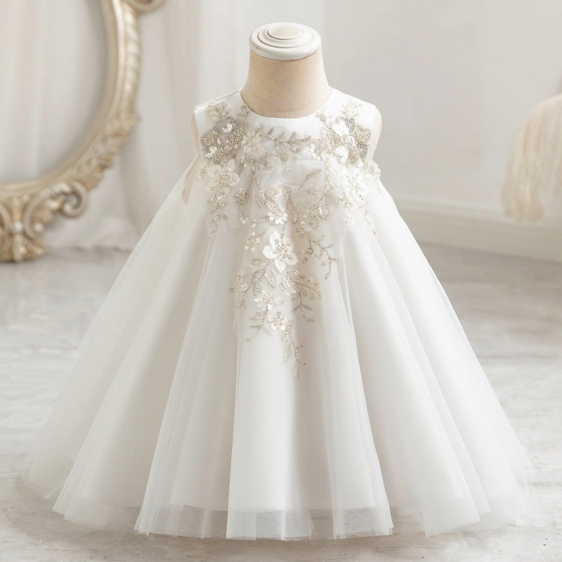 Girls Birthday Elegant Dress Girls Sleeveless Fluffy Dress