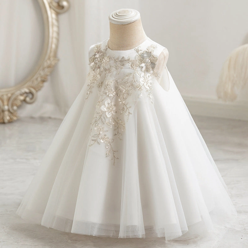 Girls Birthday Elegant Dress Girls Sleeveless Fluffy Dress