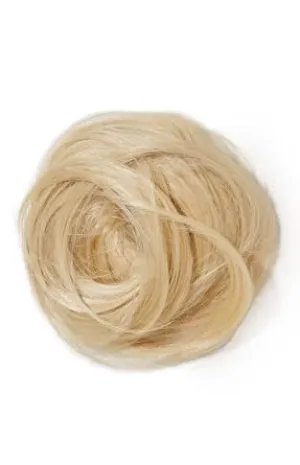 Glam Express Synthetic Hair Bun Extension | 14 inch Long | Heat Safe | Wrap Around Claw Clip Hair Extension | Faux Piece | Beach Blonde Highlights