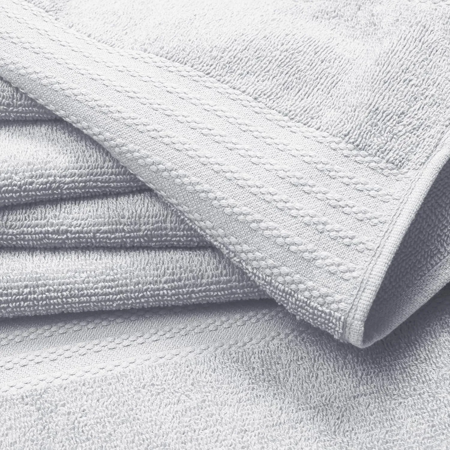 GLAMBURG Ultra Soft 8 Piece Towel Set - 100% Pure Ring Spun Cotton, Contains 2 Oversized Bath Towels 27x54, 2 Hand Towels 16x28, 4 Wash Cloths 13x13 - Ideal for Everyday use, Hotel & Spa - Light Grey