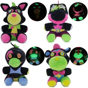 Glow in The Dark Plush Freddy Stuffed Animals Black Light Plush Toy, 2 Golden Bear Figures, Collectible Gifts for Kids Fans