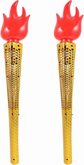 Glowing Torch Prop - 2PCS Plastic Fake Torch Luminous Torches for Games Sports Competition Cosplay Themed Party Kid Tool