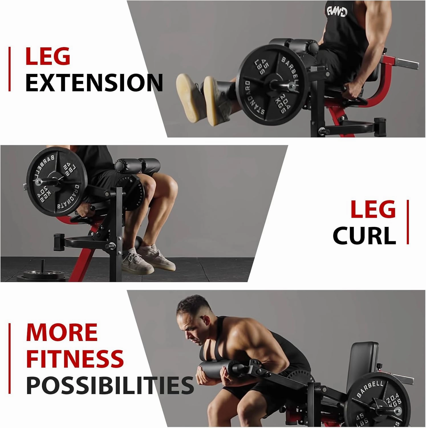 GMWD Leg Extension and Curl Machine, Lower Body Special Leg Machine, Adjustable Leg Exercise Bench with Plate Loaded, Leg Rotary Extension for Thigh, Home Gym Weight Machine