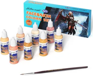 golden maple 8 Realistic Skin Tone Acrylic Paint Set   Premium Kolinsky Sable Brush – Professional Miniature Model, Dolls & Figure Painting, Airbrush Compatible, 20ml (0.67 Fl Oz)