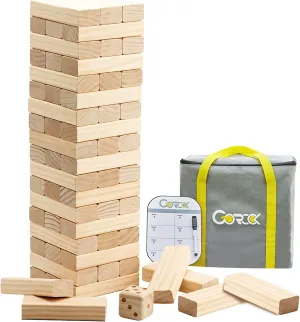 GOROCK Giant Tumble Tower, Indoor Outdoor Stacking Timber Games for Kids Adults Family, 60 PCS Wooden Block Building Family Game for Halloween Christmas Birthday(Stacks Up to 5 FT)