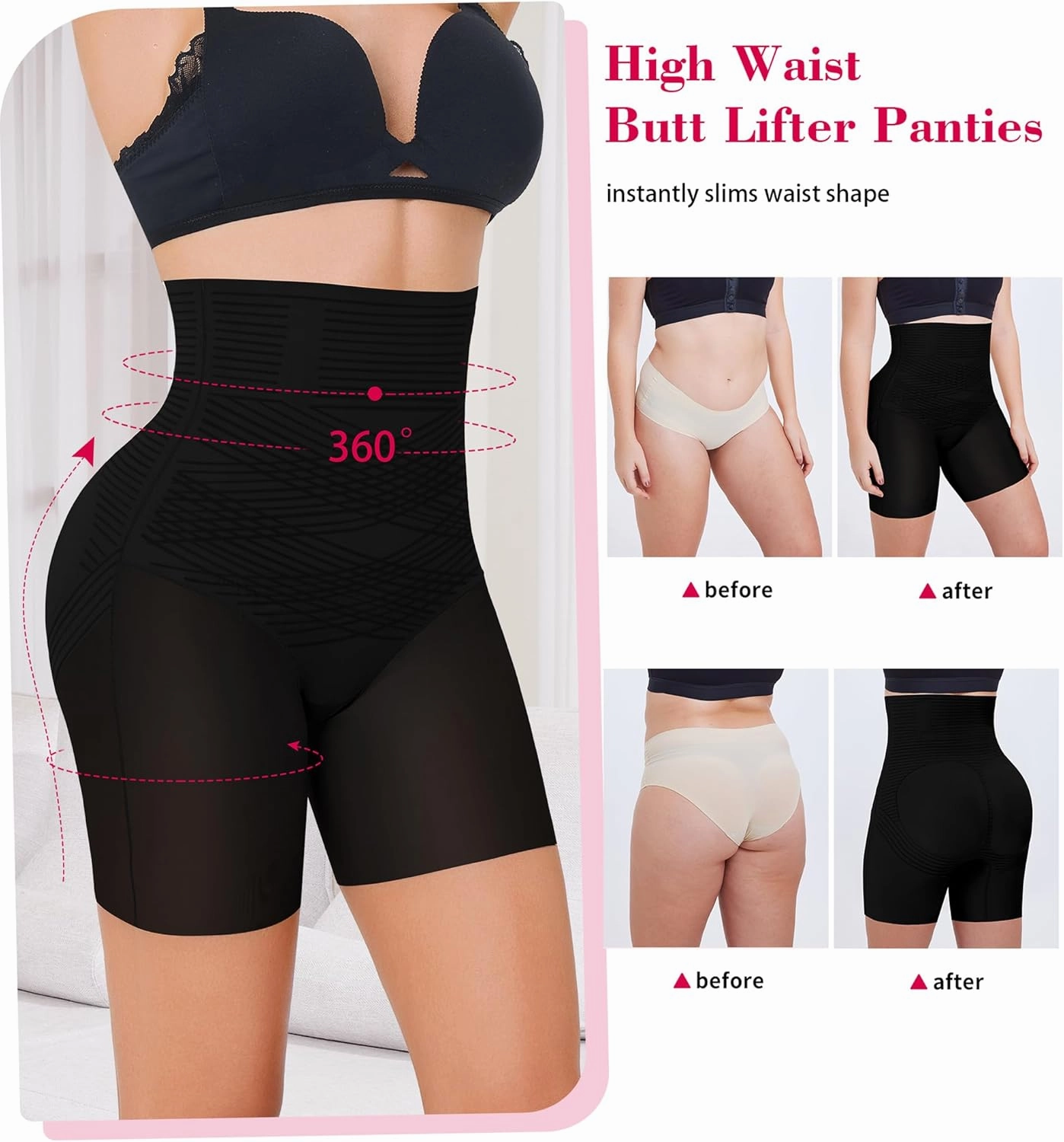Gotoly Shapewear Tummy Control High Waist Butt Lifting Shapewear Seamless Body Shaper Thigh Slimmer