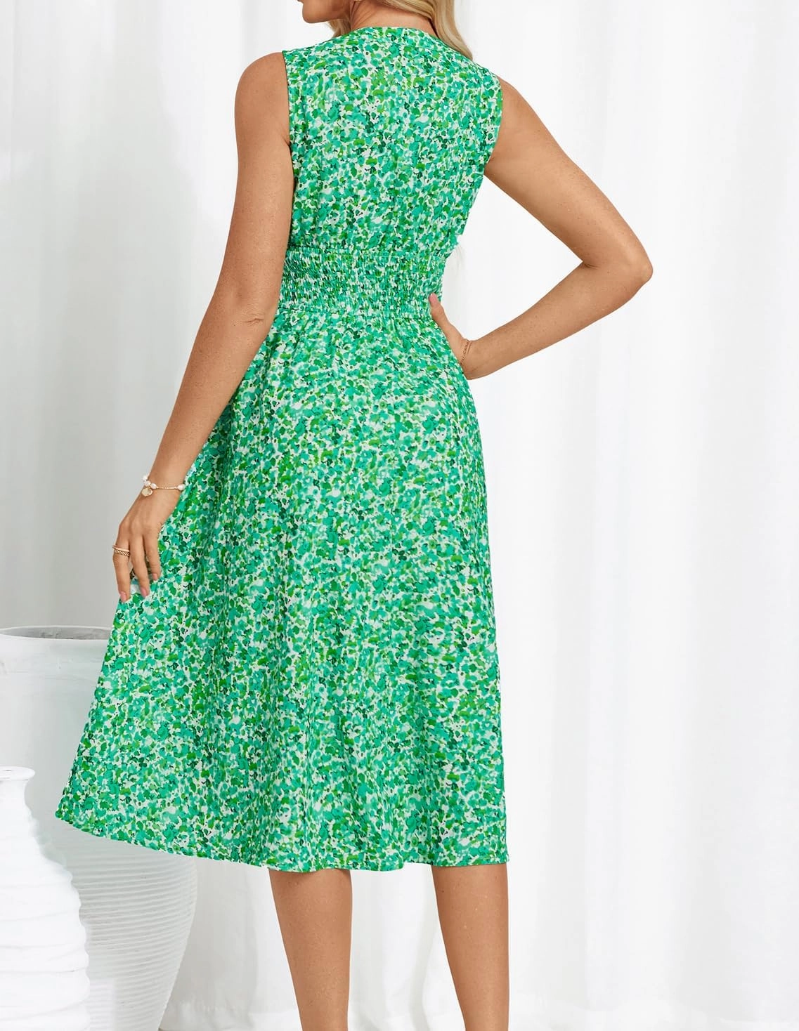 GRACE KARIN Women's 2025 Casual Summer Tank Dress V Neck Sleeveless Midi Floral Beach Dress with Pockets