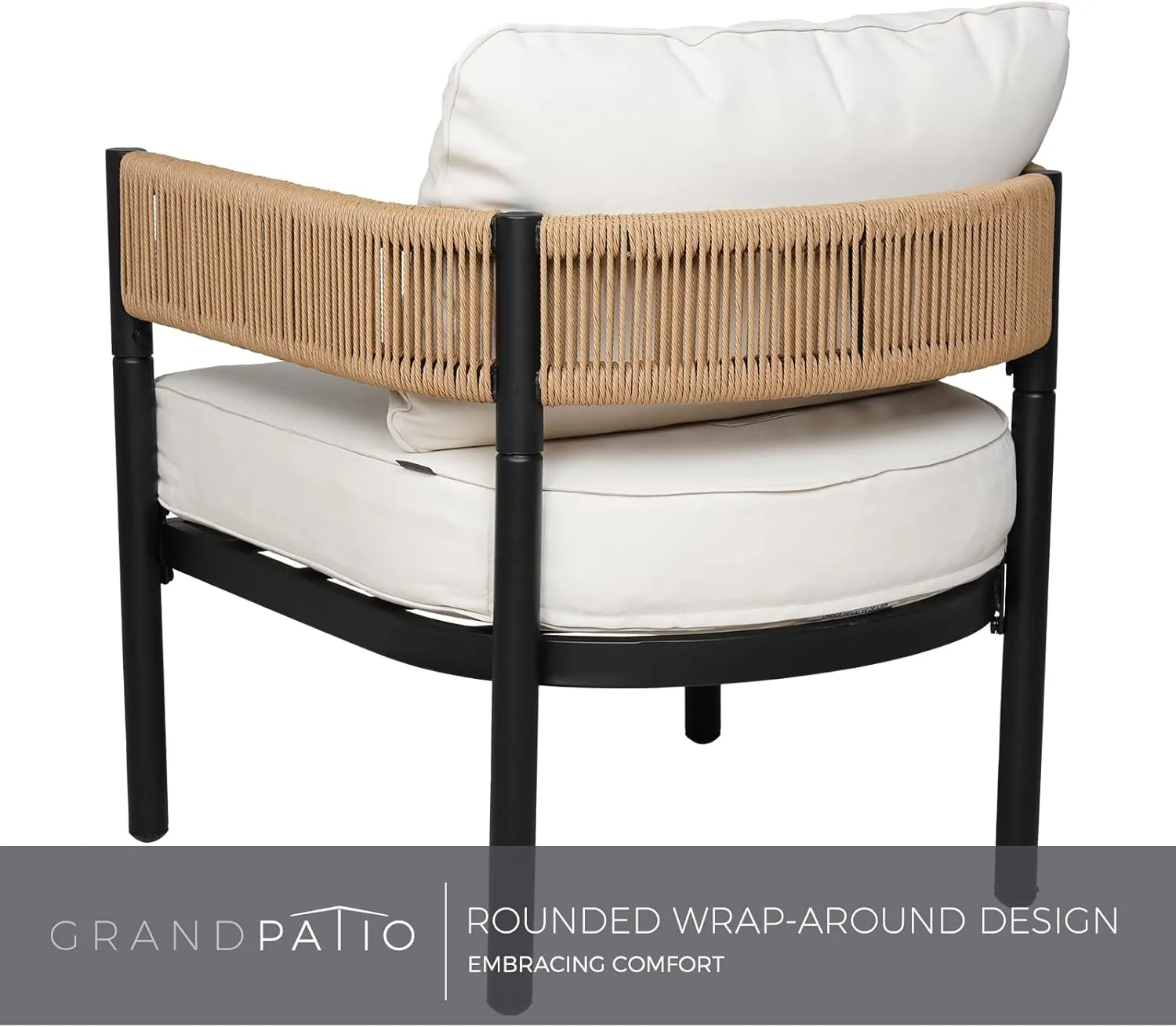 Grand patio 5-Piece Outdoor Furniture Set with Thick Cushions and Coffee Table, Wicker Sofa Conversation Set for Backyard, Natural