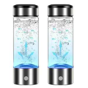 Grebest Micro-Electrolysis Hydrogen Water Cup Portable Electrolyzer Transparent USB Rechargeable Cups Set of 2 Ionizers with Rapid Electrolysis Technology for Silver