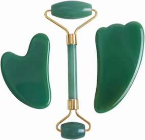 Green Aventurine Eye Mask Set Natural Jade Crystal Eye Relax Sleeping Mask Facial Roller Gua Sha Massage,type 09