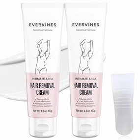 Hair Removal Cream for Women: Gentle Depilatory for Sensitive Skin - Bikini Line Legs Underarms & Face with Scraper (4.2oz)
