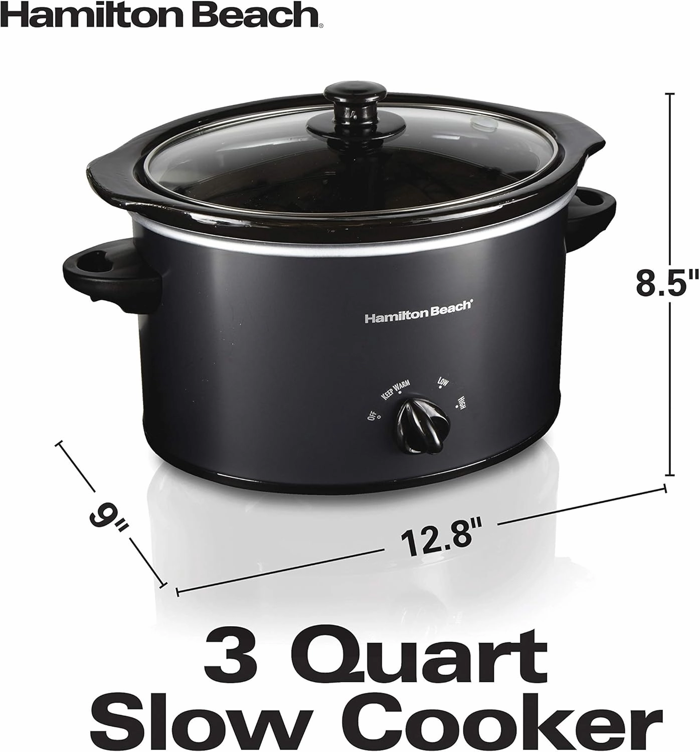 Hamilton Beach 3-Quart Slow Cooker With Dishwasher-Safe Crock & Lid, Matte Black (33231)