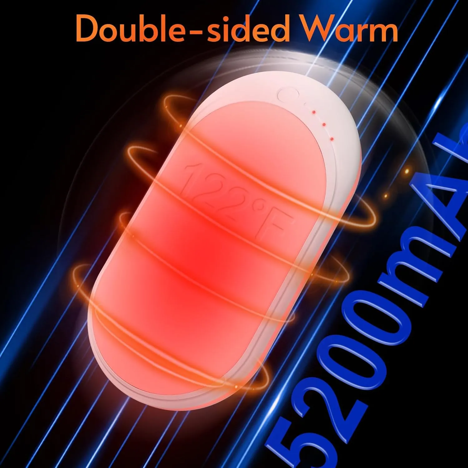 Hand Warmers Rechargeable 5200mAh Portable Reusable Powerbank USB Battery Hot Pocket Electric Double-Sided Heaters for Heat Therapy Raynauds, and Great Gifts