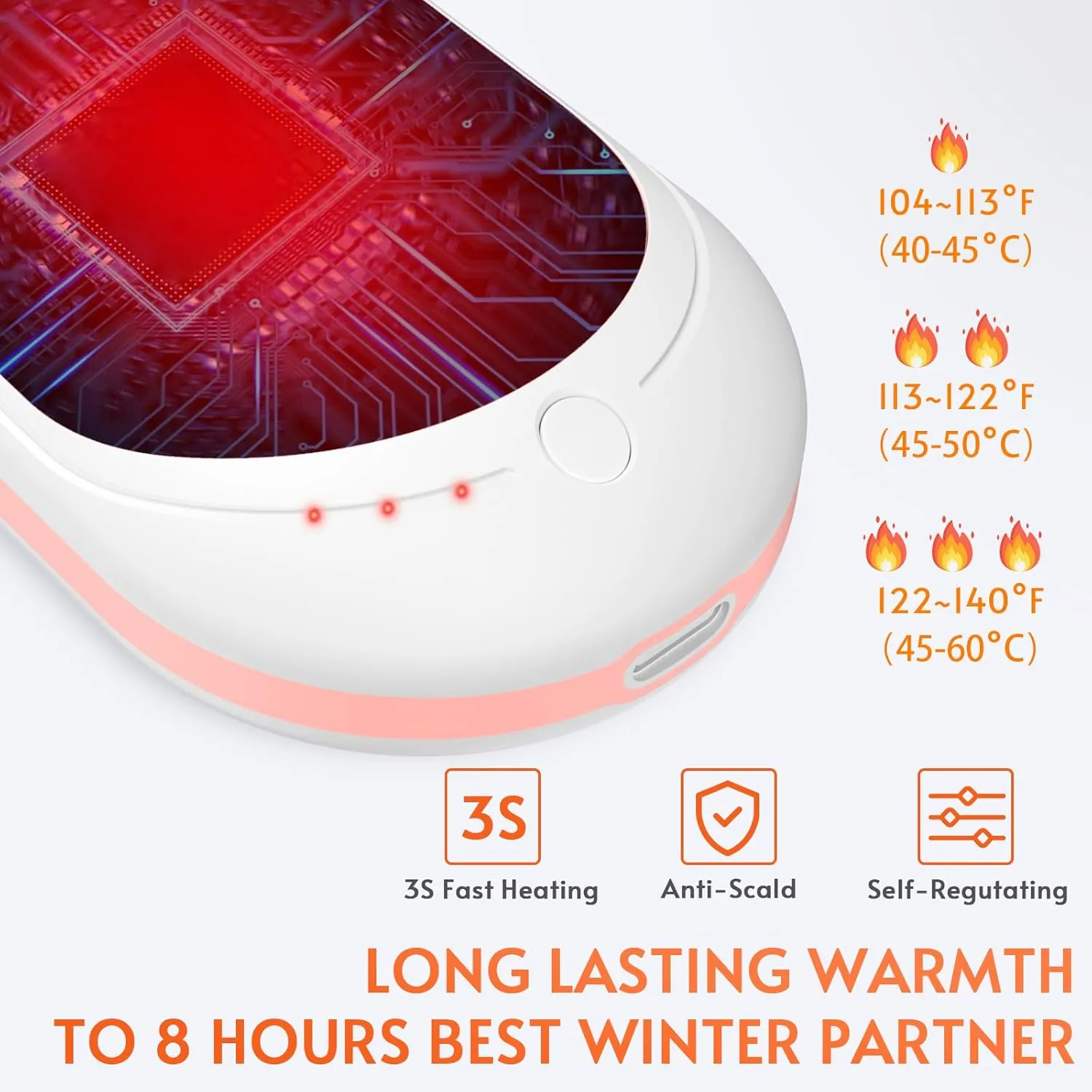 Hand Warmers Rechargeable 5200mAh Portable Reusable Powerbank USB Battery Hot Pocket Electric Double-Sided Heaters for Heat Therapy Raynauds, and Great Gifts