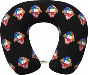 Hand Tear Flag of Equatorial Guinea Neck Pillow Memory Foam U-Shaped Travel Neck Pillow for Airplanes Car Home